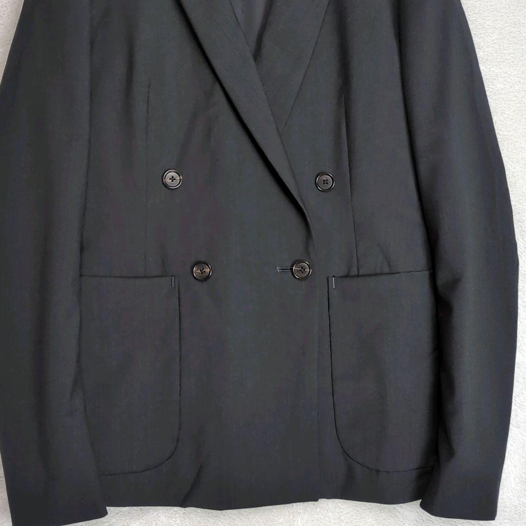 ダブルブレストジャケット 38(M) カシミヤ混 ウール ブラック系 古着