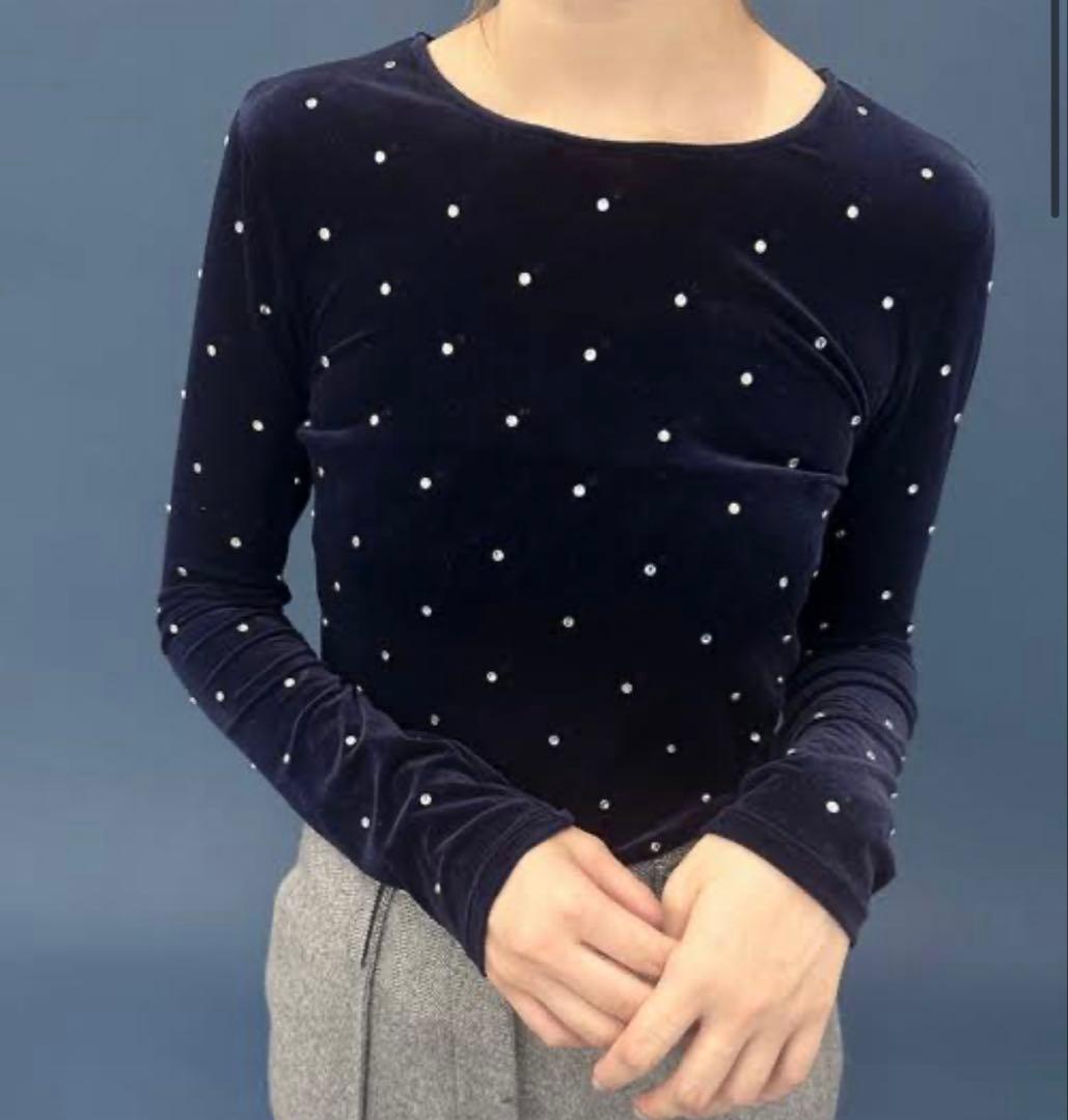 EDIT.FOR LULU ベロアビジュートップス　ネイビー