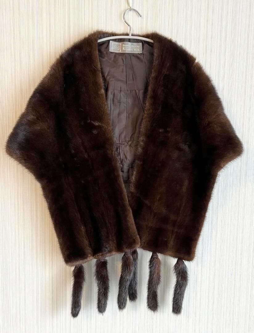 美品 毛皮 ミンク ファース トール マフラー ブラウン 成人式
