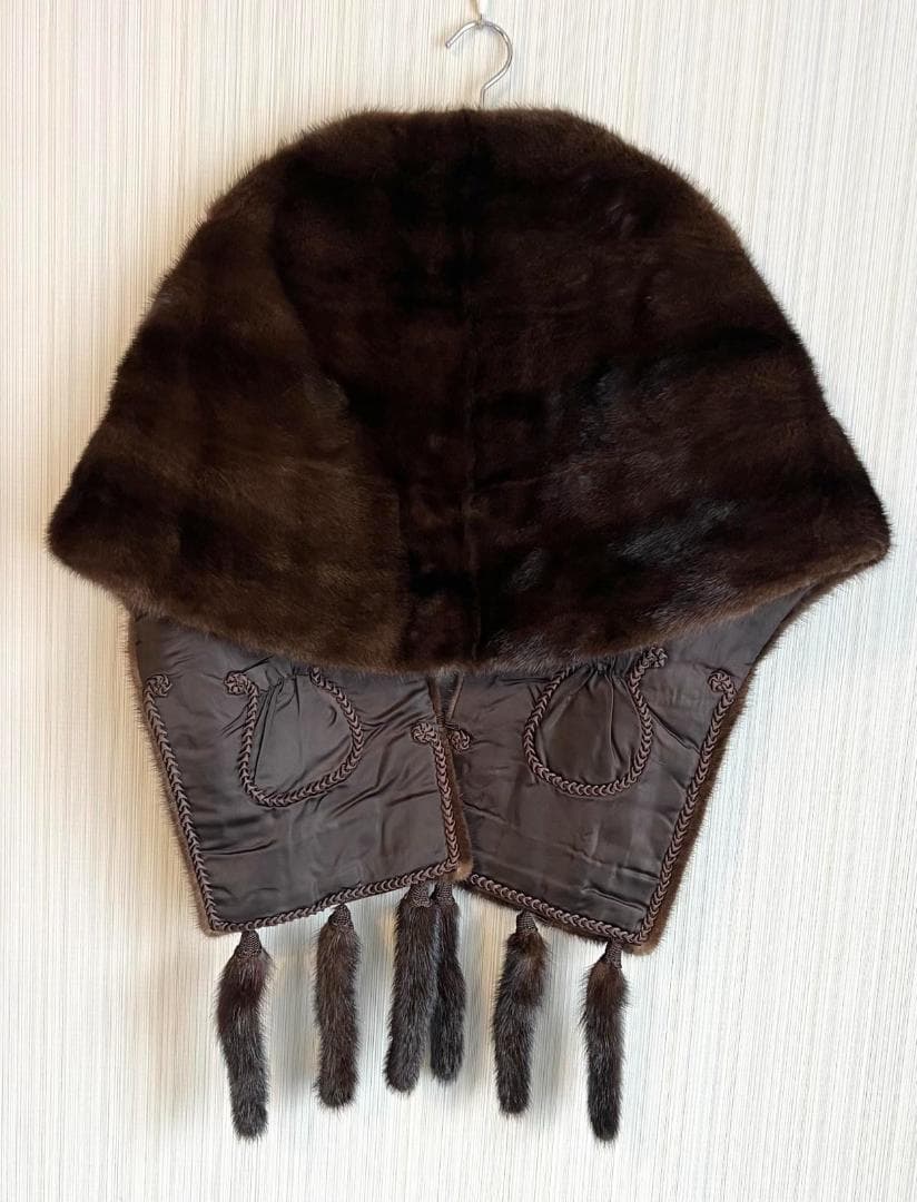 美品 毛皮 ミンク ファース トール マフラー ブラウン 成人式