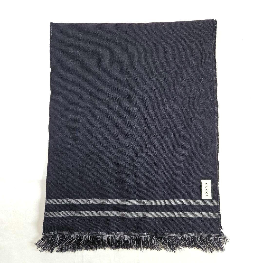 GUCCI グッチ ストール ショール マフラー ネイビー グレー GG柄