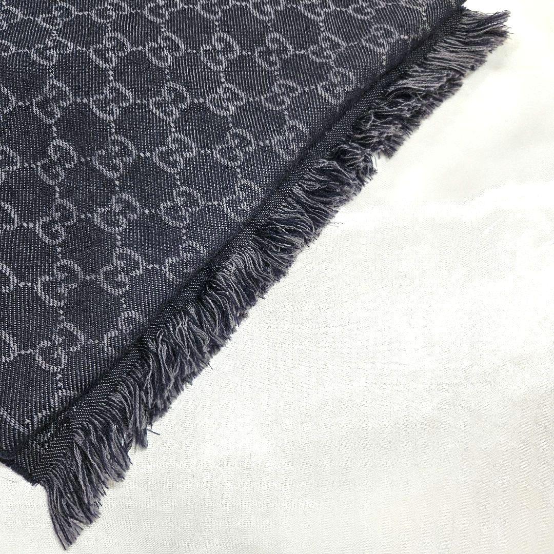 GUCCI グッチ ストール ショール マフラー ネイビー グレー GG柄