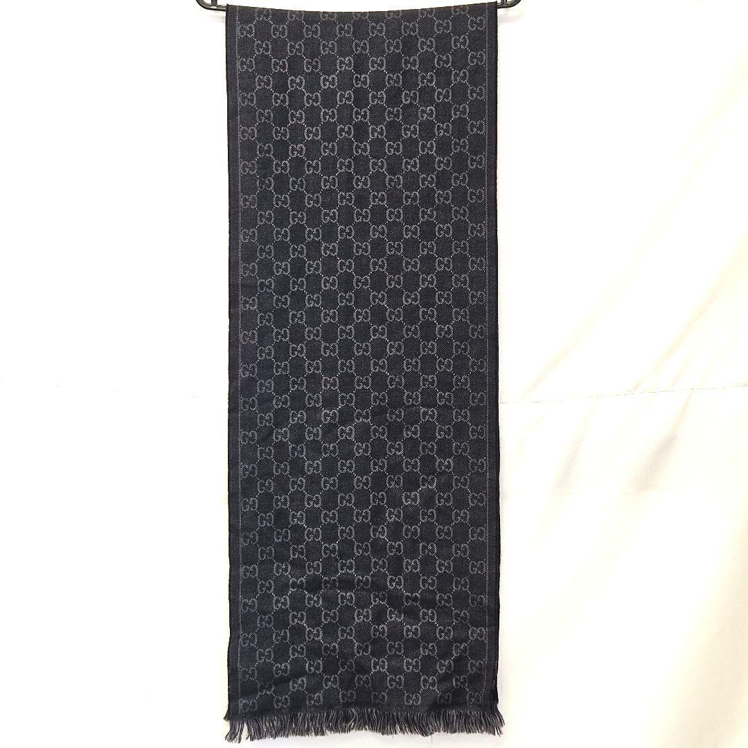 GUCCI グッチ ストール ショール マフラー ネイビー グレー GG柄