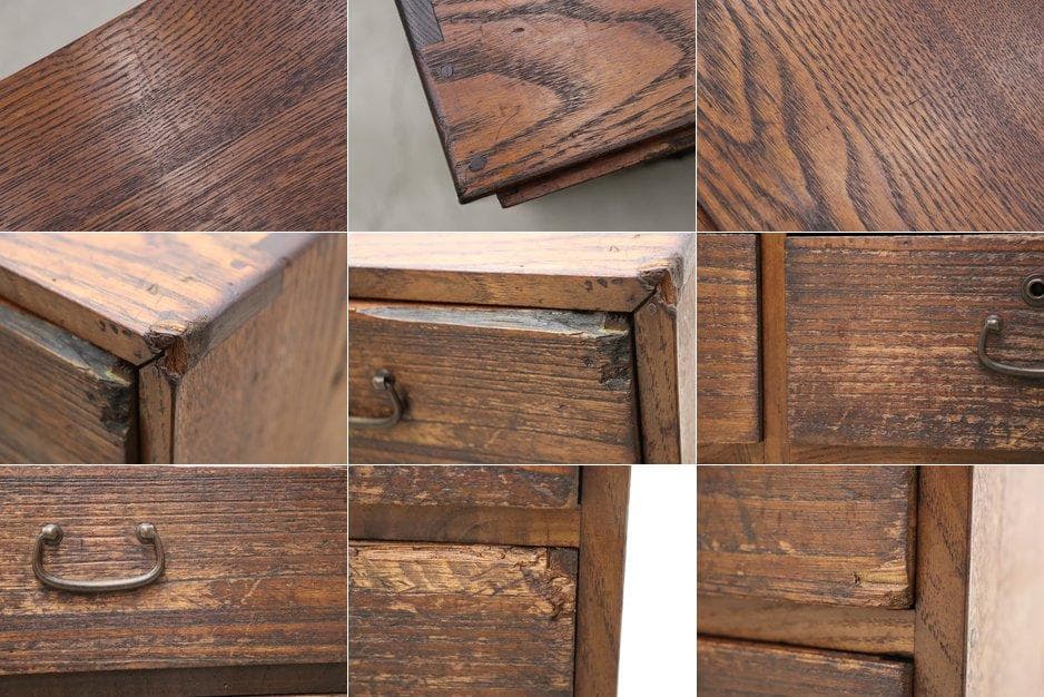 レトロ 無垢材 10杯 小引き出し 収納 抽斗 書類 小物入れ ヴィンテージ