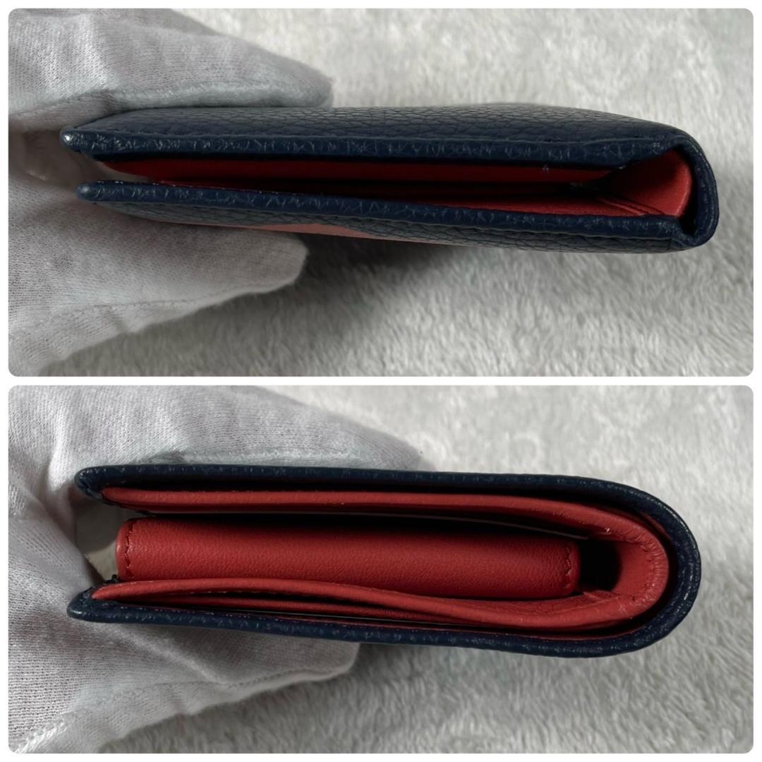 新品 ヴィヴィアンウエストウッド 二つ折り財布 レザー ネイビー オレンジ