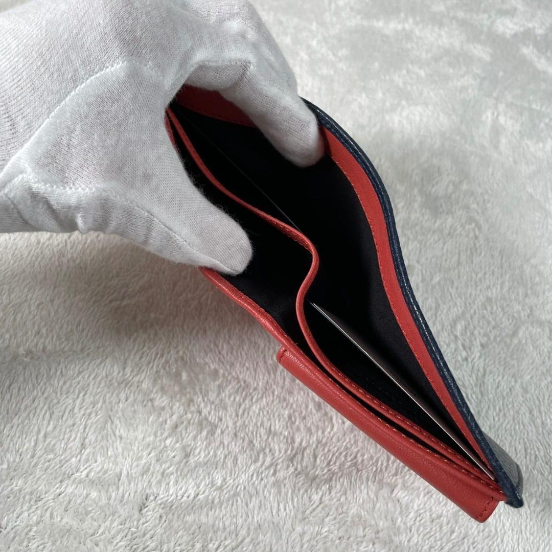 新品 ヴィヴィアンウエストウッド 二つ折り財布 レザー ネイビー オレンジ