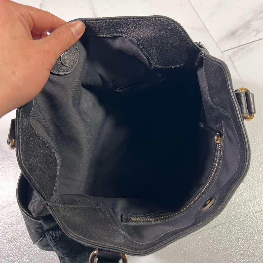 GUCCI グッチ トートバッグ GGキャンバス ブラック 肩掛け可能