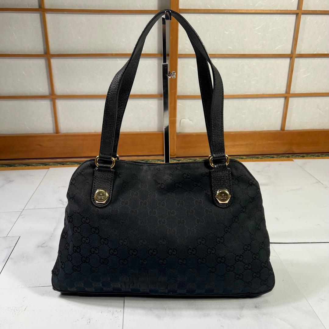 GUCCI グッチ トートバッグ GGキャンバス ブラック 肩掛け可能