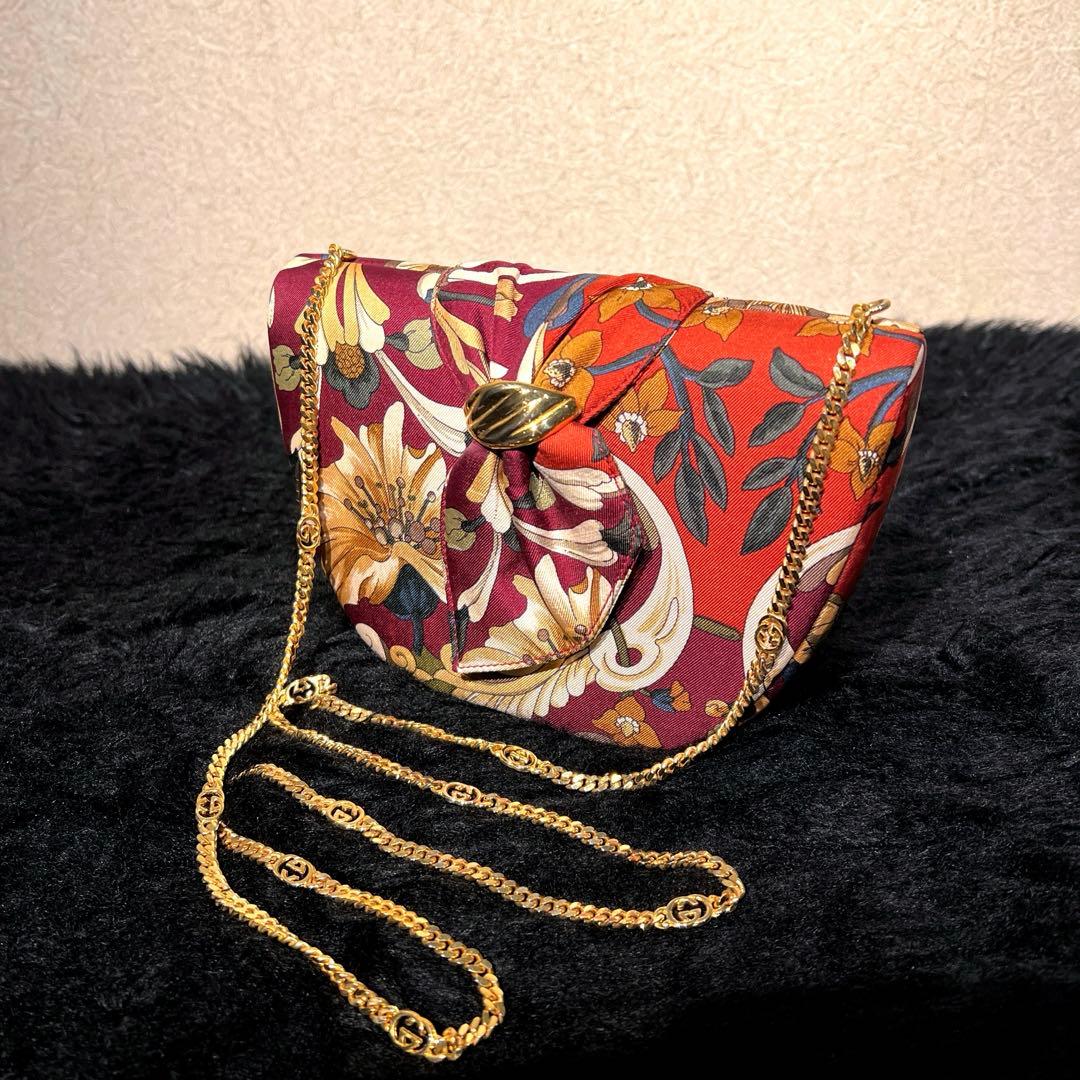 【希少】GUCCI グッチ パーティーバッグ　ゴールドチェーン　ミニショルダー