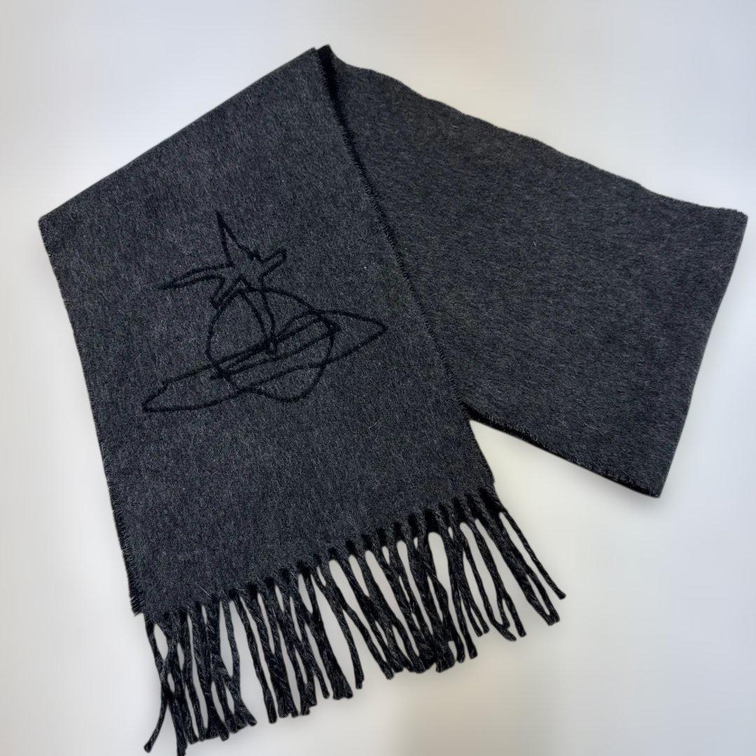 ヴィヴィアンウエストウッド マフラー リバーシブル オーブ グレー　ブラック