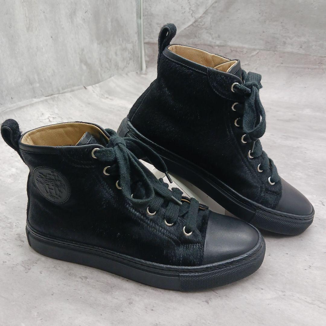 ✨美品✨ エルメス ジミー ハラコ レディース ハイカットスニーカー 黒 35