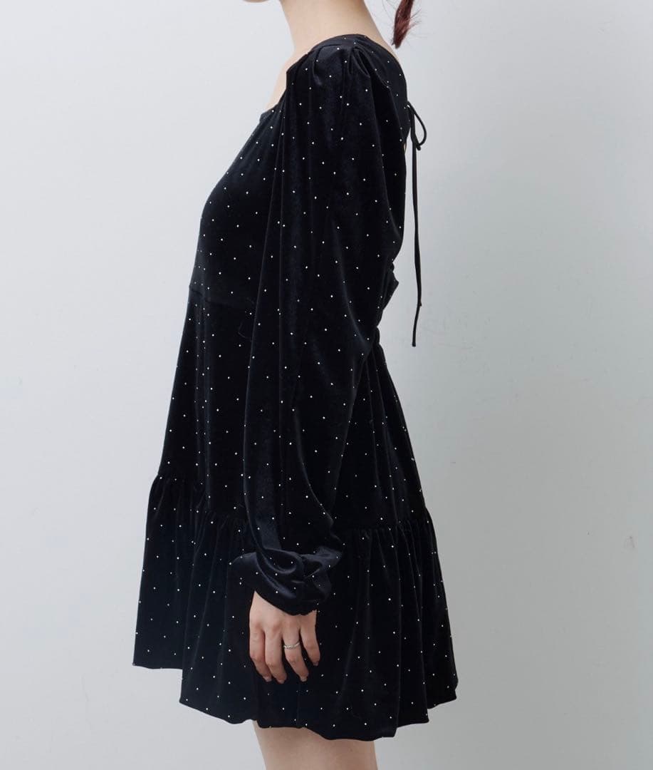 Kastane ベロアスタッズミニワンピース