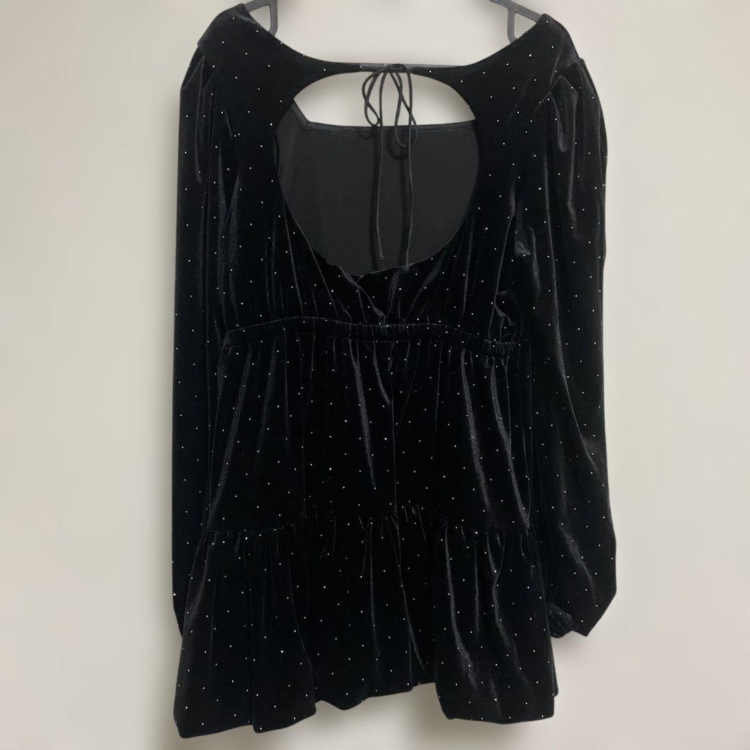 Kastane ベロアスタッズミニワンピース