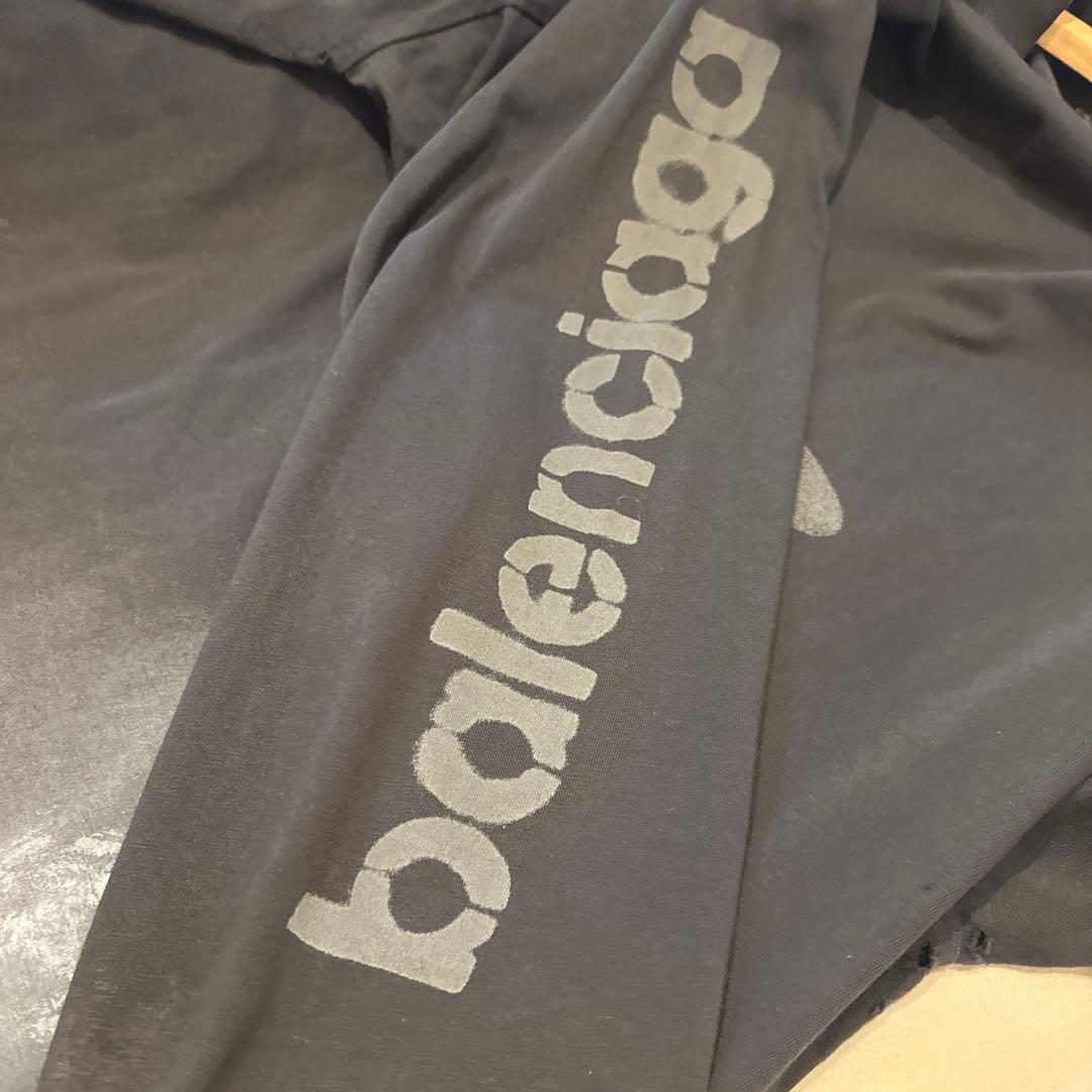 BALENCIAGAバレンシアガブリーチダメージ加工ロングスリーブ長袖Tシャツ