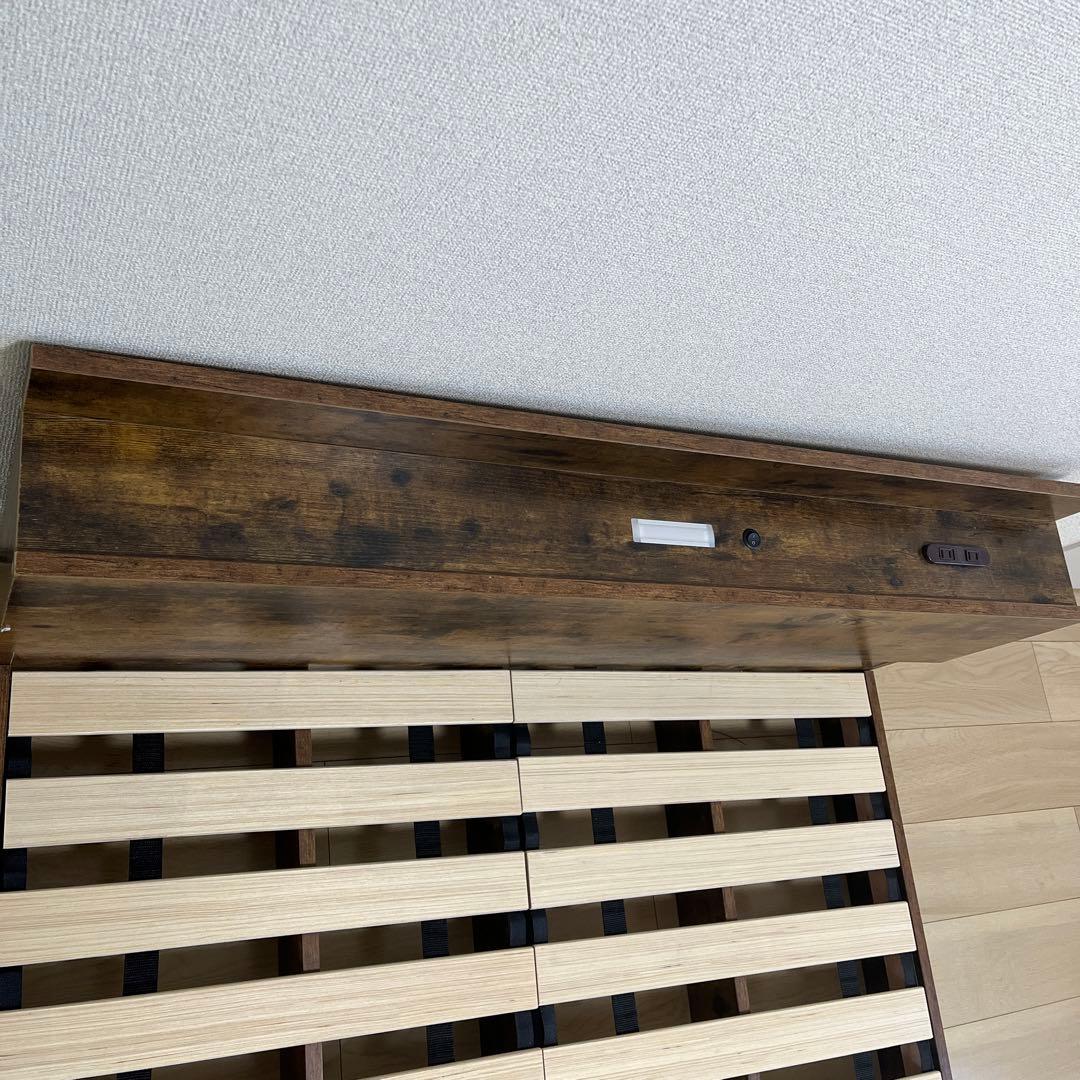 木製セミダブルベッドフレーム ダークブラウン