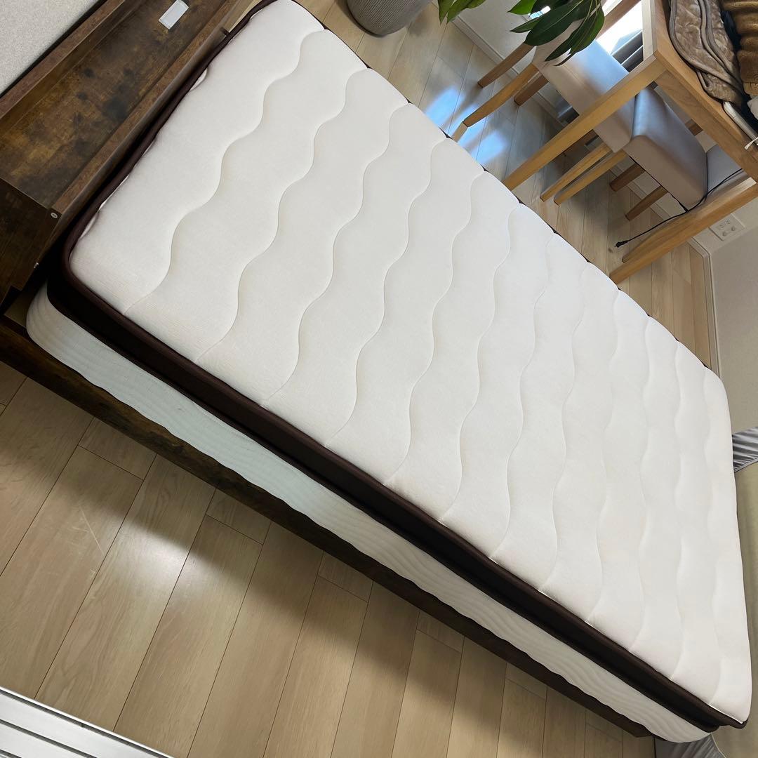 木製セミダブルベッドフレーム ダークブラウン