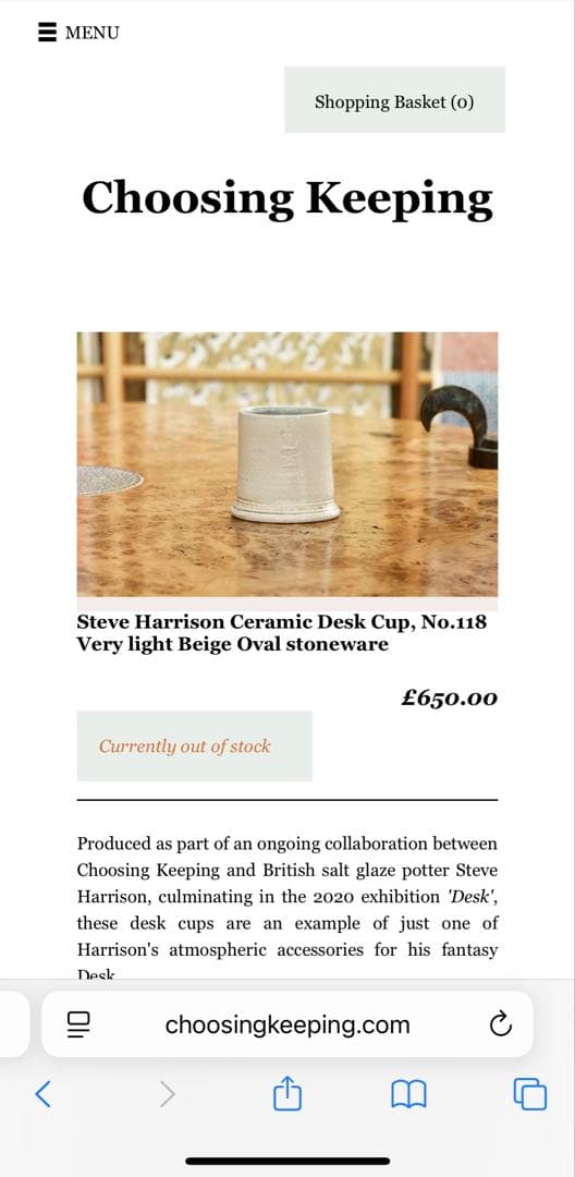 工芸品 STEVE HARRISON Short Beaker Desk Cup