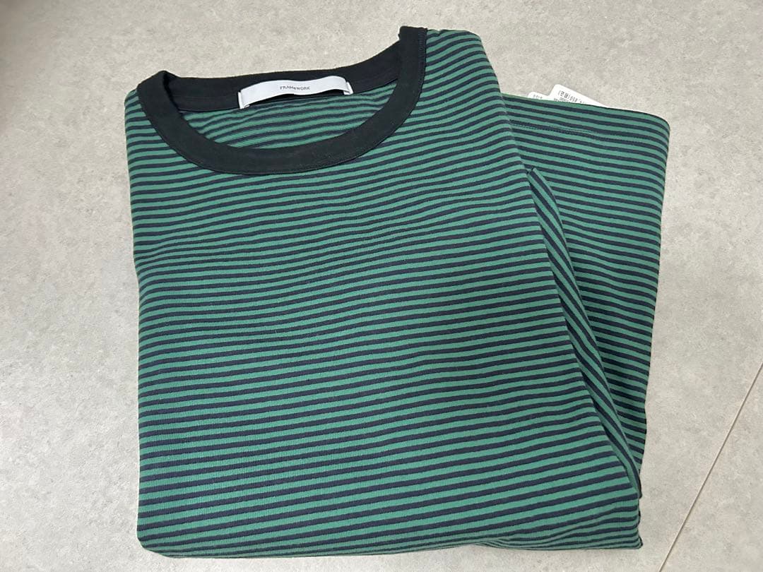 2025AWフレームワークFRAMeWORKミジンボーダーロンT完売グリーン