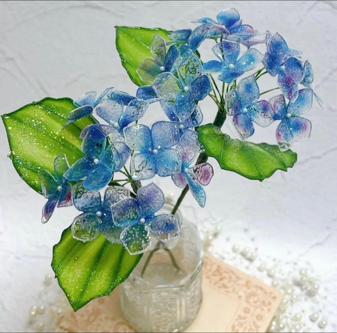 紫陽花2本　アメリカンフラワー　ディップフラワー