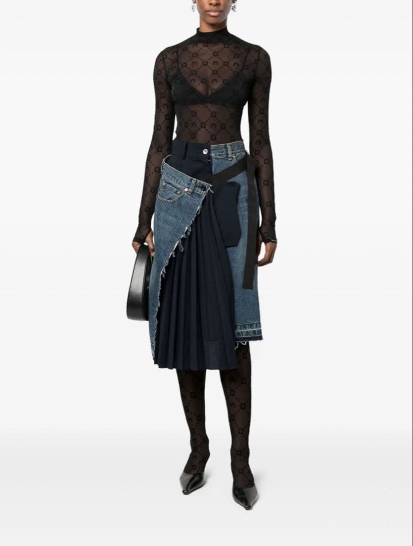 MARINE SERRE メッシュフロック ハイネックトップ