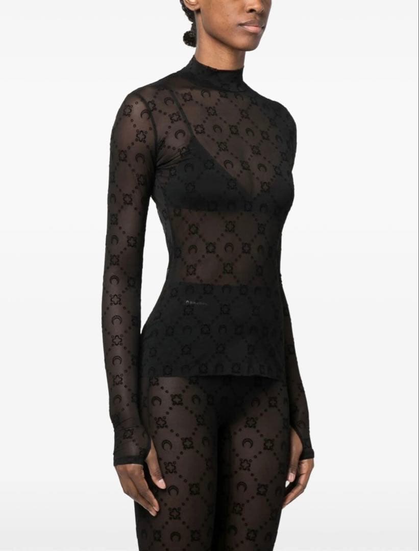 MARINE SERRE メッシュフロック ハイネックトップ