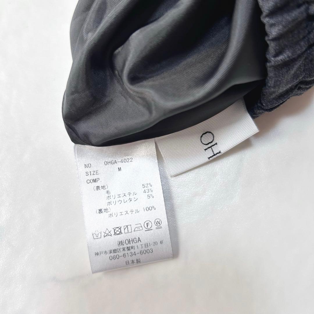 美品 OHGA オーガ モデルパンツ グレー Mサイズウエストゴムセンターライン