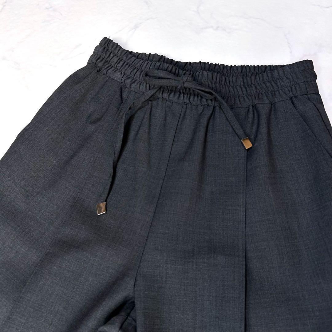 美品 OHGA オーガ モデルパンツ グレー Mサイズウエストゴムセンターライン