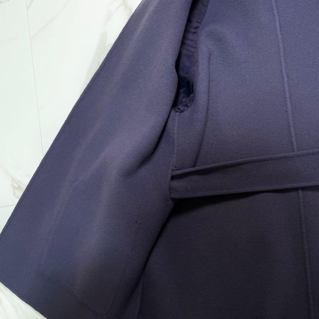 近年✨アナイ シャルムリバーケープコート ノーカラーコート ベルト ウール 38