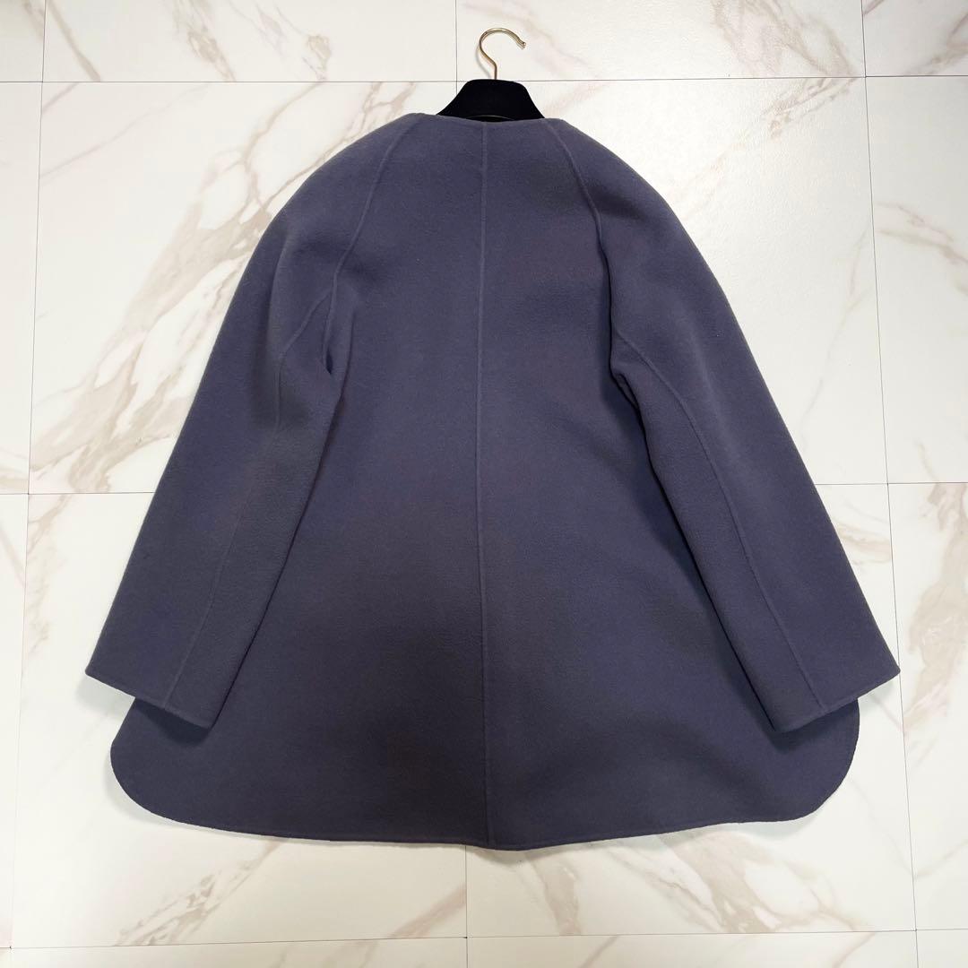 近年✨アナイ シャルムリバーケープコート ノーカラーコート ベルト ウール 38