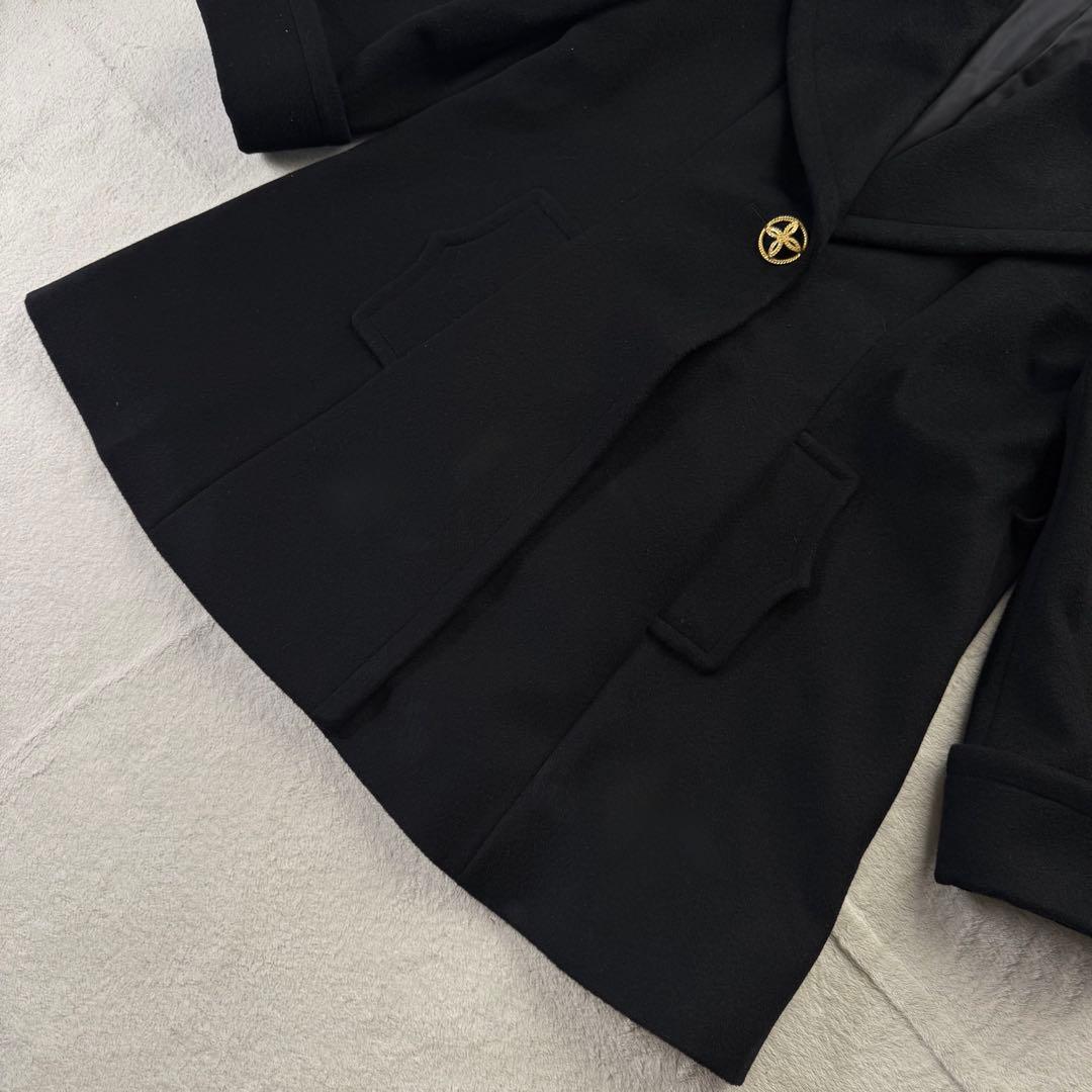 美品 イヴサンローラン チェスターコート カシミヤ混 金ボタン S ブラック