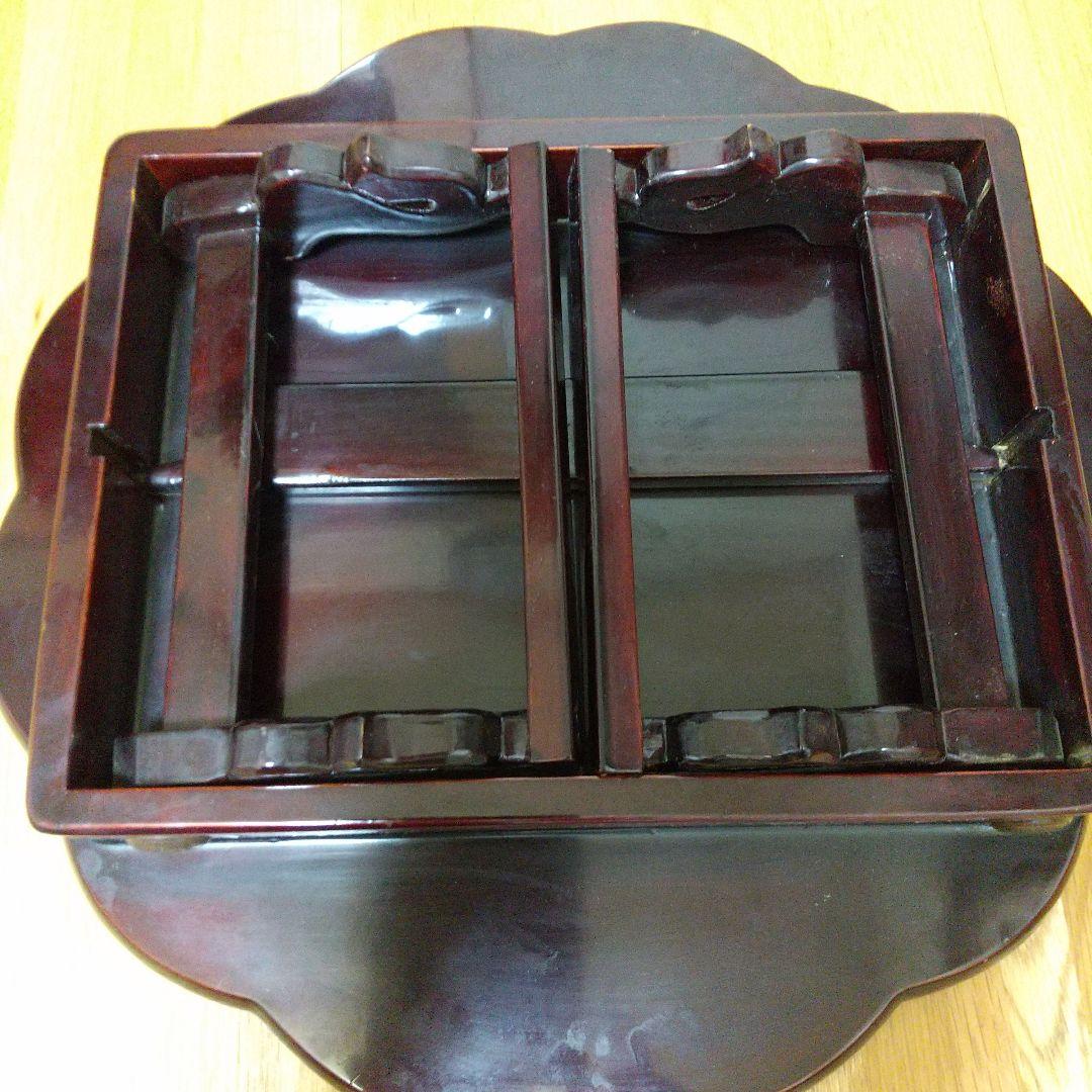 花と龍の象嵌 八角形木製座卓