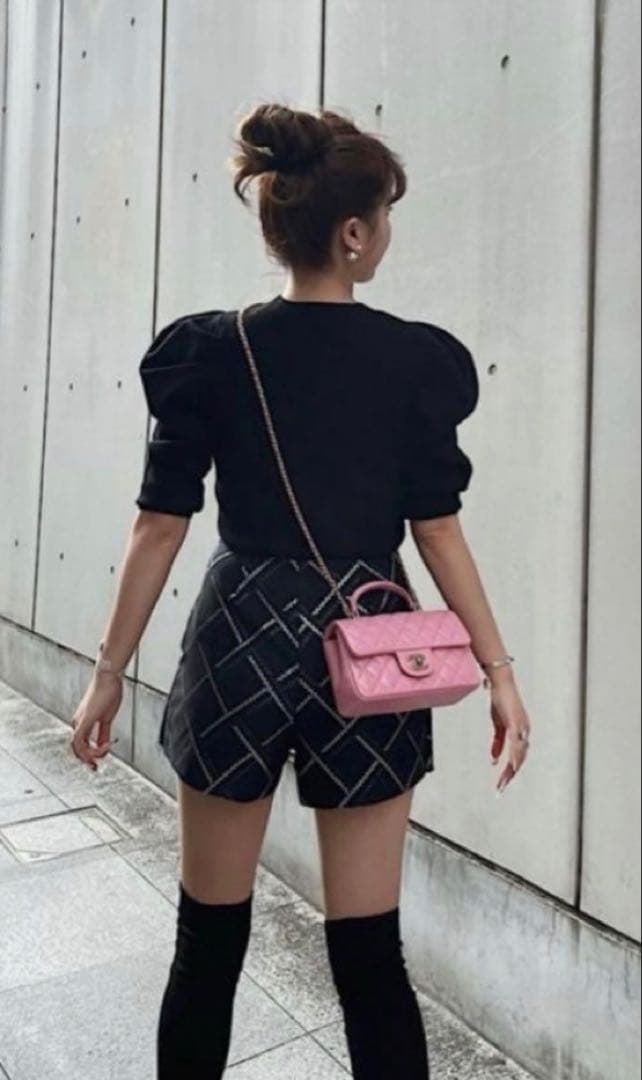 シェリエ sheller メタリック　ライン キュロット　ネイビー