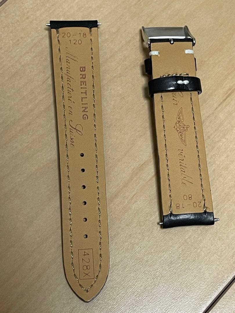 週末で一旦出品取りやめます。BREITLING 黒レザーベルト 20mm幅