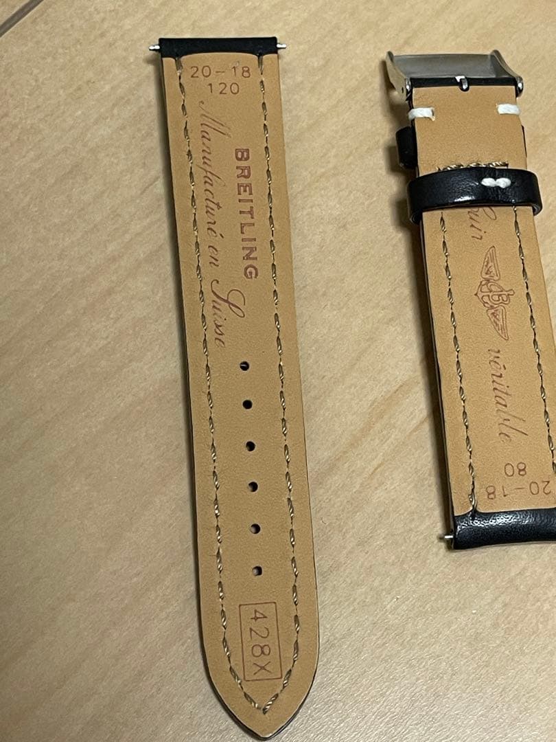 週末で一旦出品取りやめます。BREITLING 黒レザーベルト 20mm幅