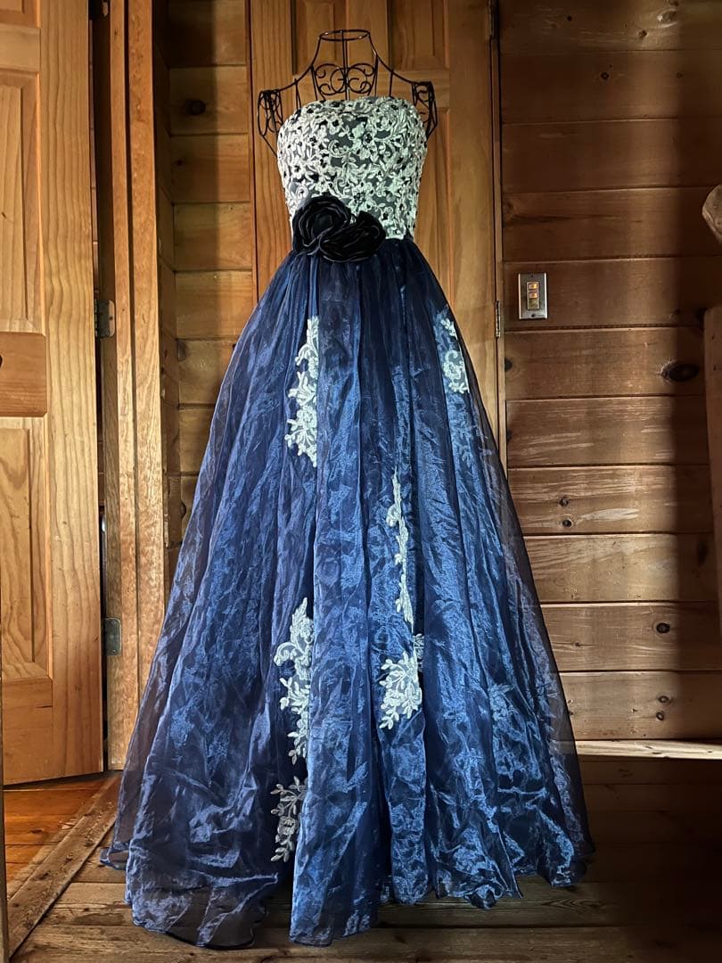 ネイビー ロングドレス プリンセス