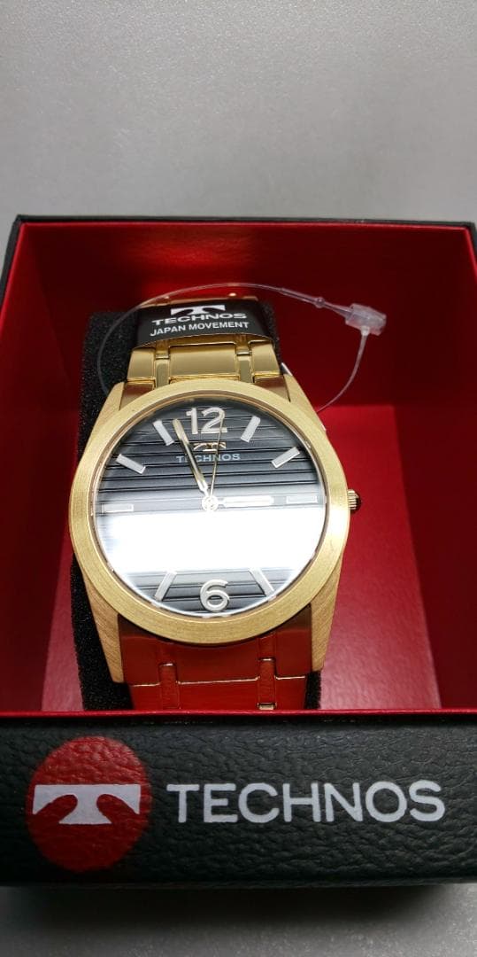 テクノスデイト付メンズクオーツウオッチT9C15GB　ゴールド