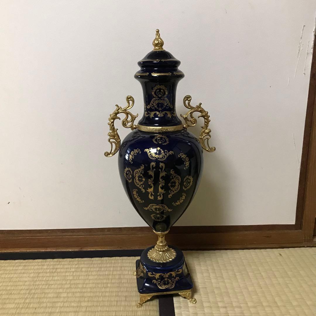 金彩 西洋花瓶 色絵花瓶 飾り壺 高約51cm