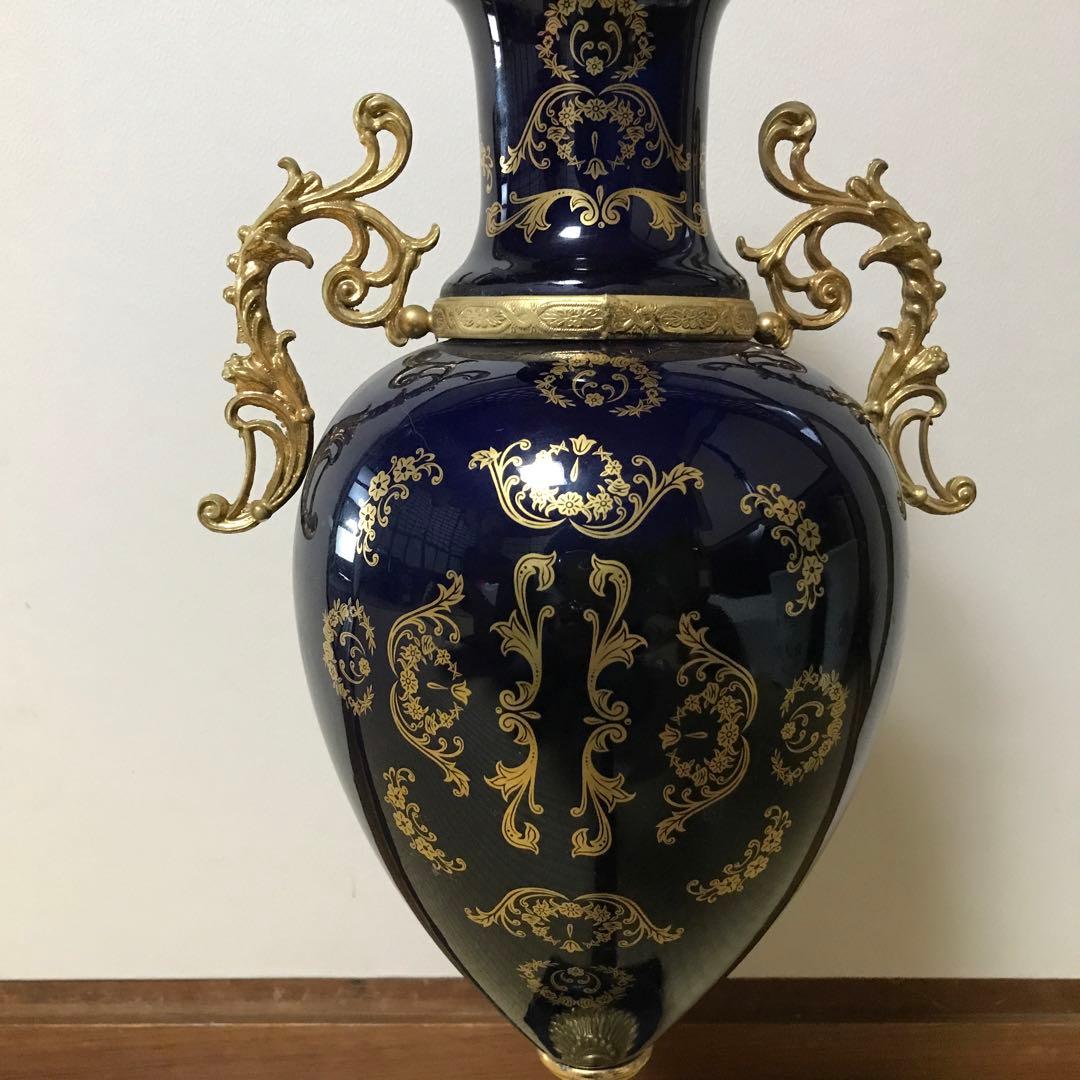 金彩 西洋花瓶 色絵花瓶 飾り壺 高約51cm