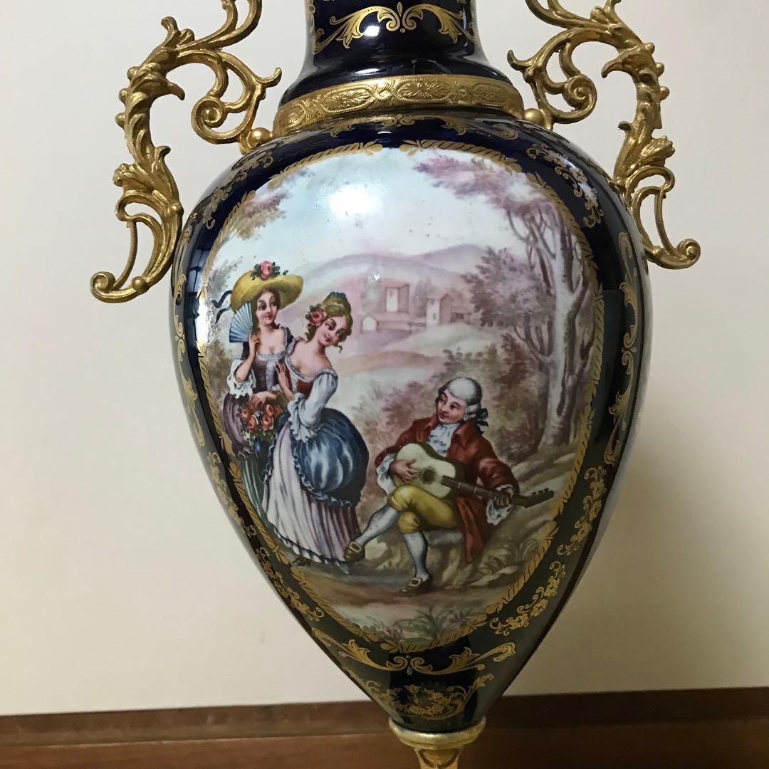 金彩 西洋花瓶 色絵花瓶 飾り壺 高約51cm