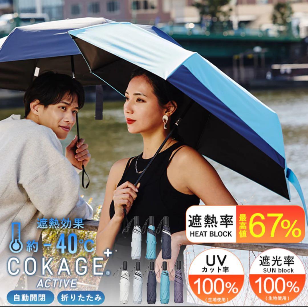 cokage + active 自動開閉　グレイッシュプラム 日傘　55cm