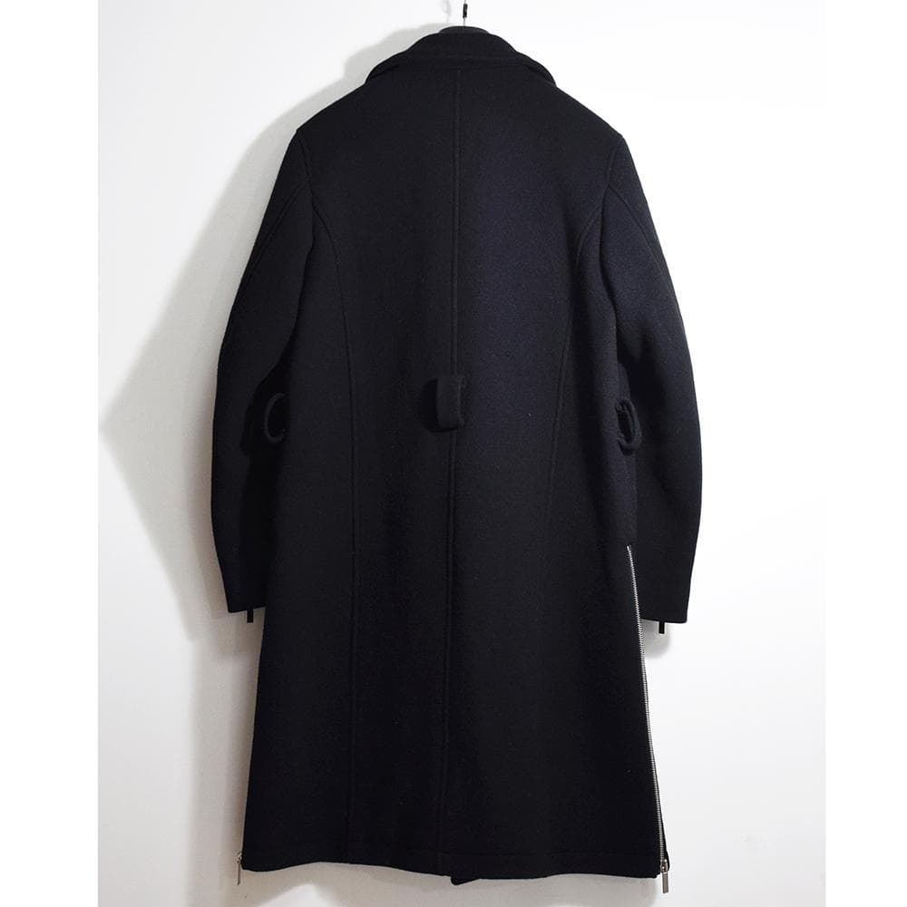 EMPORIO ARMANI ウールメルトン ライダースコート ロング 50 黒