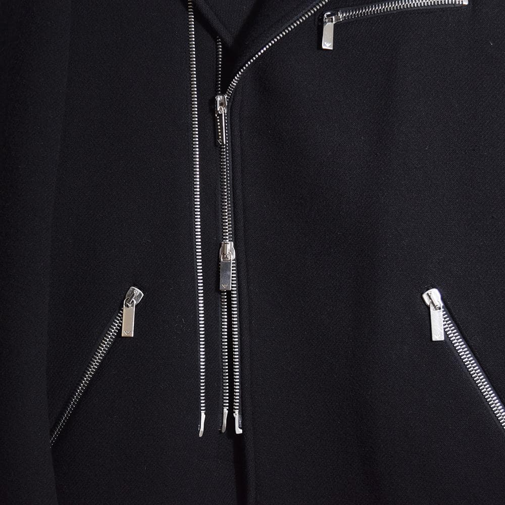 EMPORIO ARMANI ウールメルトン ライダースコート ロング 50 黒