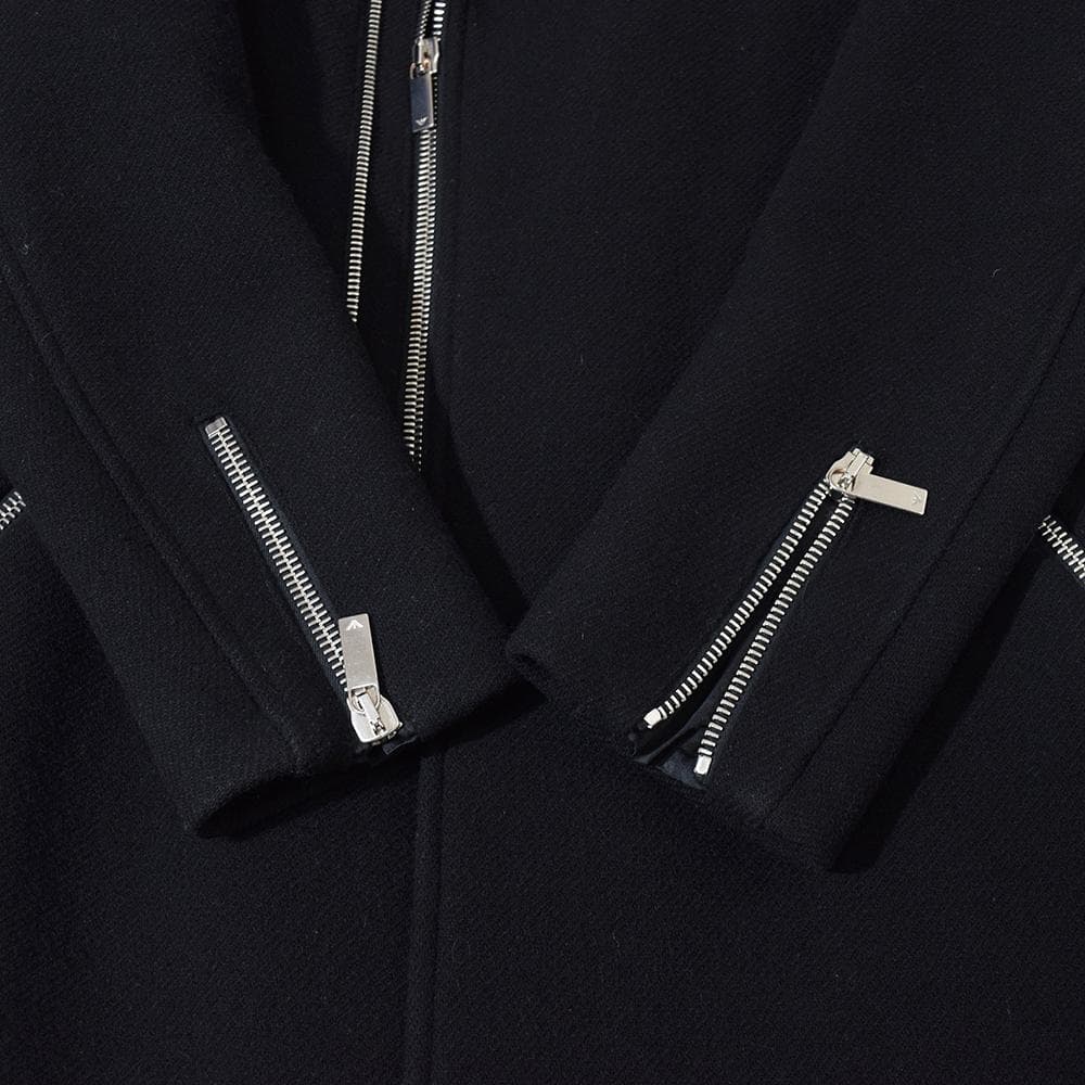 EMPORIO ARMANI ウールメルトン ライダースコート ロング 50 黒