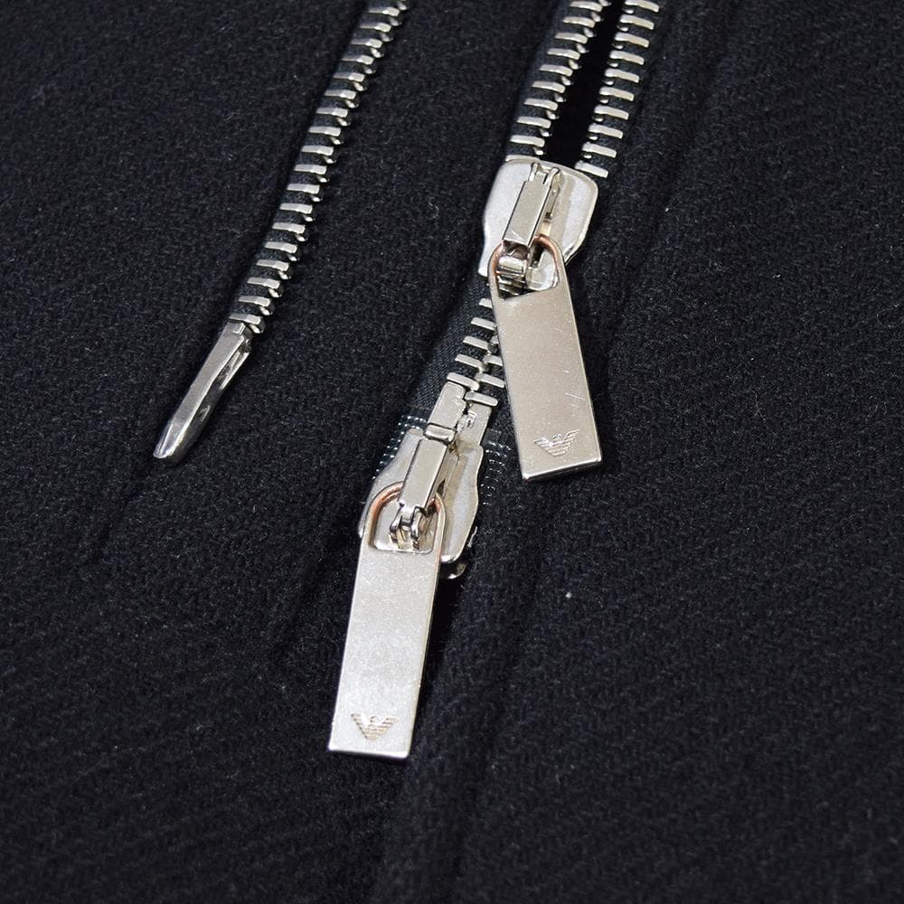 EMPORIO ARMANI ウールメルトン ライダースコート ロング 50 黒