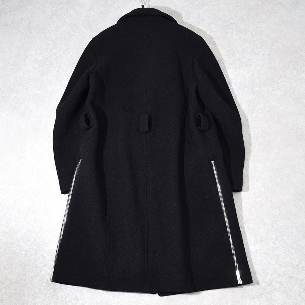 EMPORIO ARMANI ウールメルトン ライダースコート ロング 50 黒