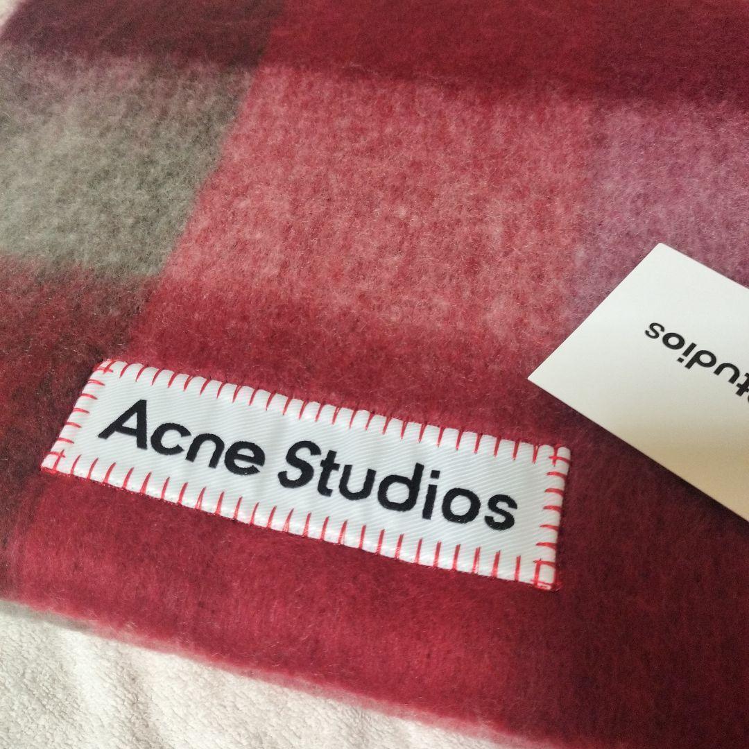 赤　マフラー　Acne Studios　チェック柄　　スカーフ