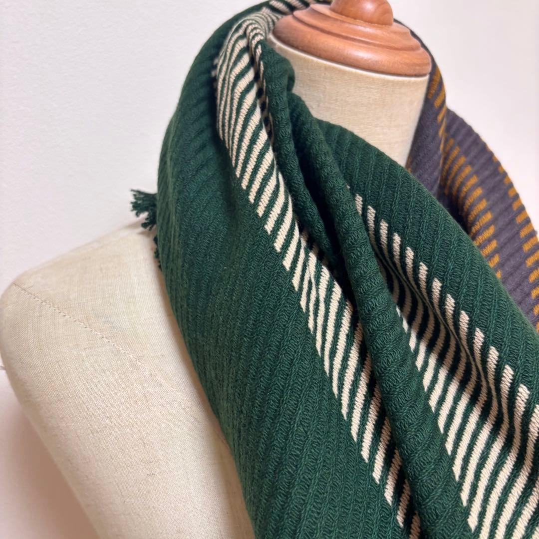 【未使用タグ付】ミナペルホネン 大判ストール 切り替えデザイン