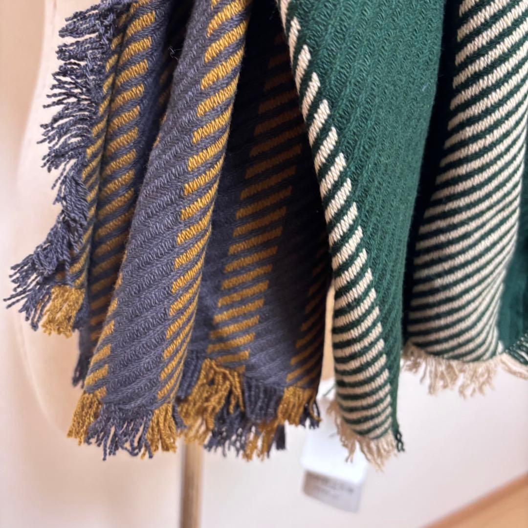 【未使用タグ付】ミナペルホネン 大判ストール 切り替えデザイン