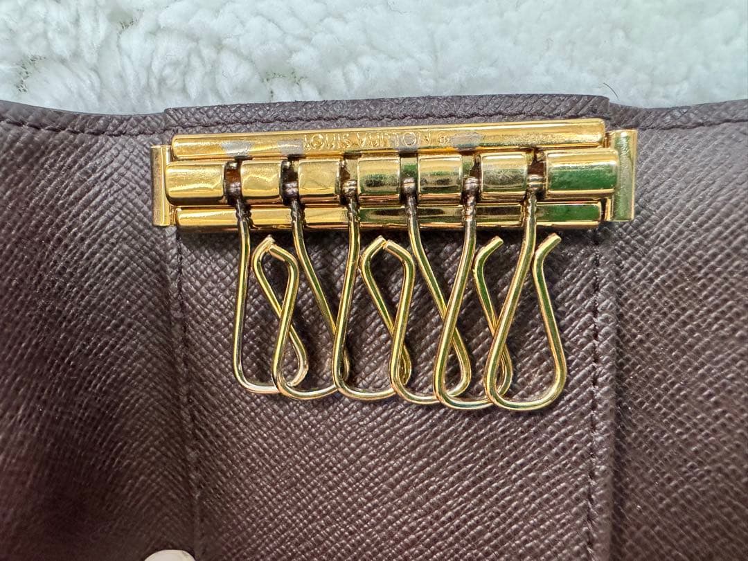 ダミエパターン ブラウンレザーキーケース