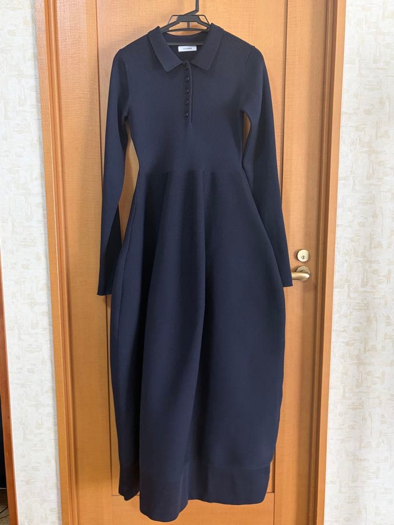 【STYLEMIXER】フォルムポロニットワンピース（ネイビー）